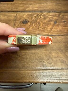 Authentic Tory Burch Orange and White Leather Gracie Bracelet
